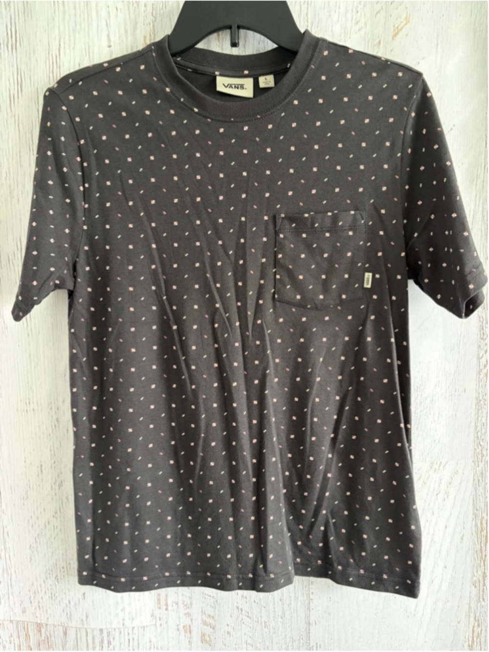 Boy's Vans Black Geo Print Short Sleeve Tee L